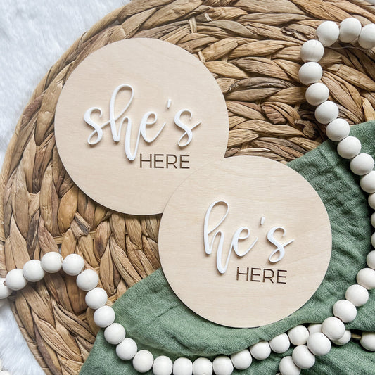 She's Here/He's Here Sign