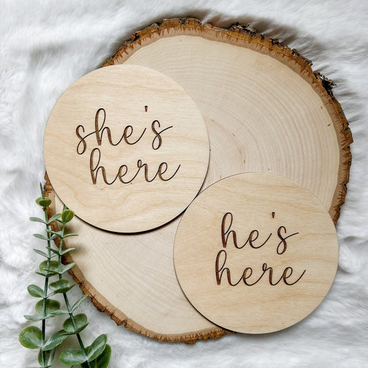 She's Here/He's Here Sign