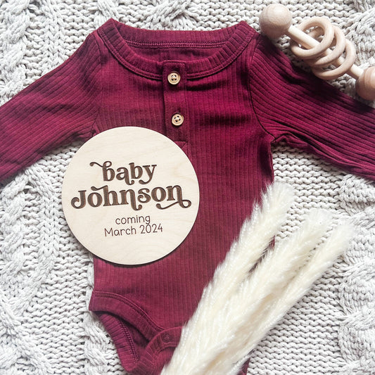 Retro Last Name Pregnancy Announcement