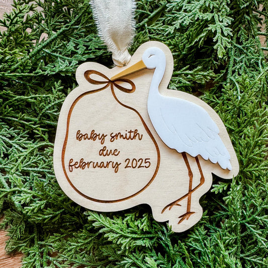 Stork Pregnancy Announcement Ornament