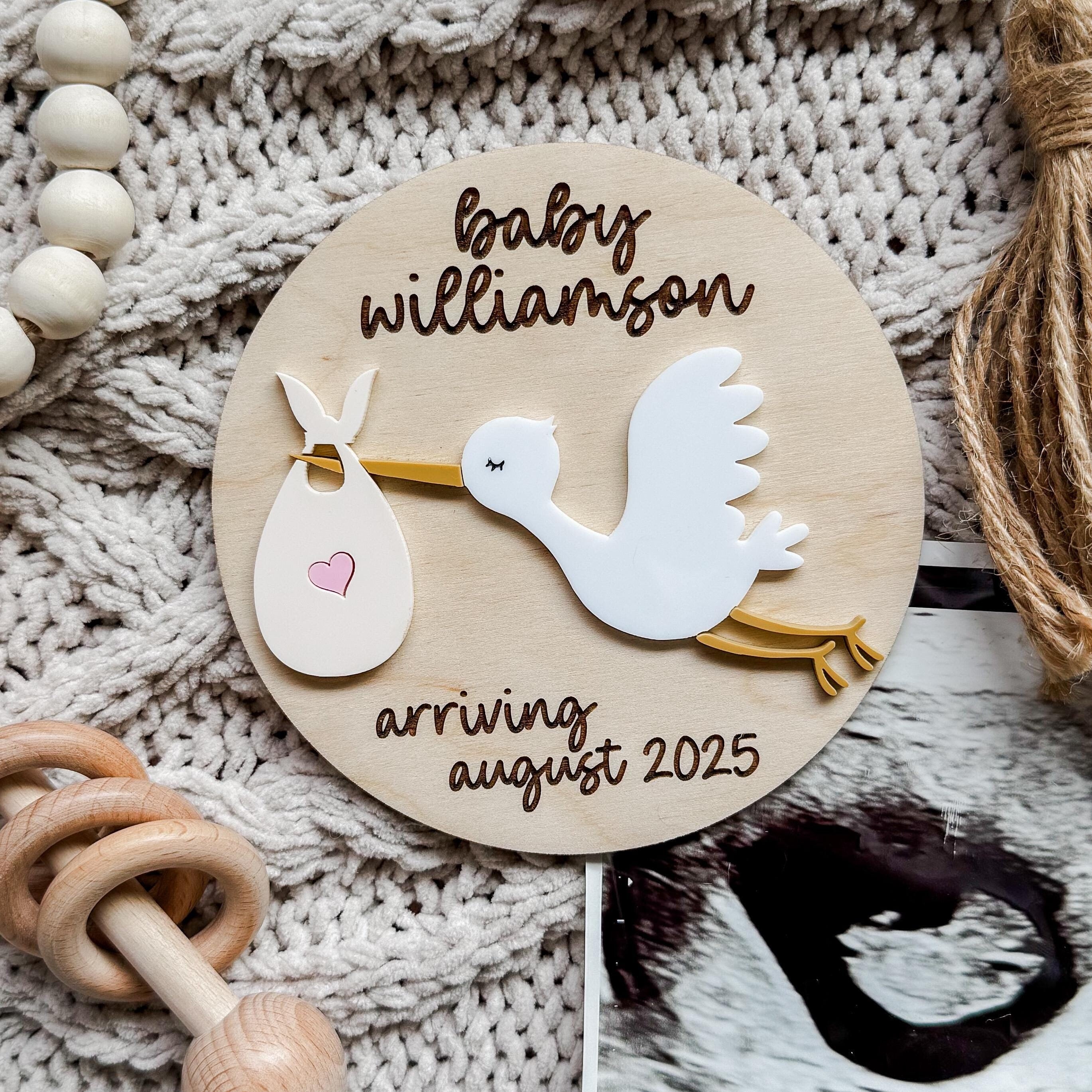 Stork Pregnancy Announcement | Baby Announcement Sign | Pregnancy Announcement Photo Prop | Gender Reveal Sign | Stork Pregnancy Sign