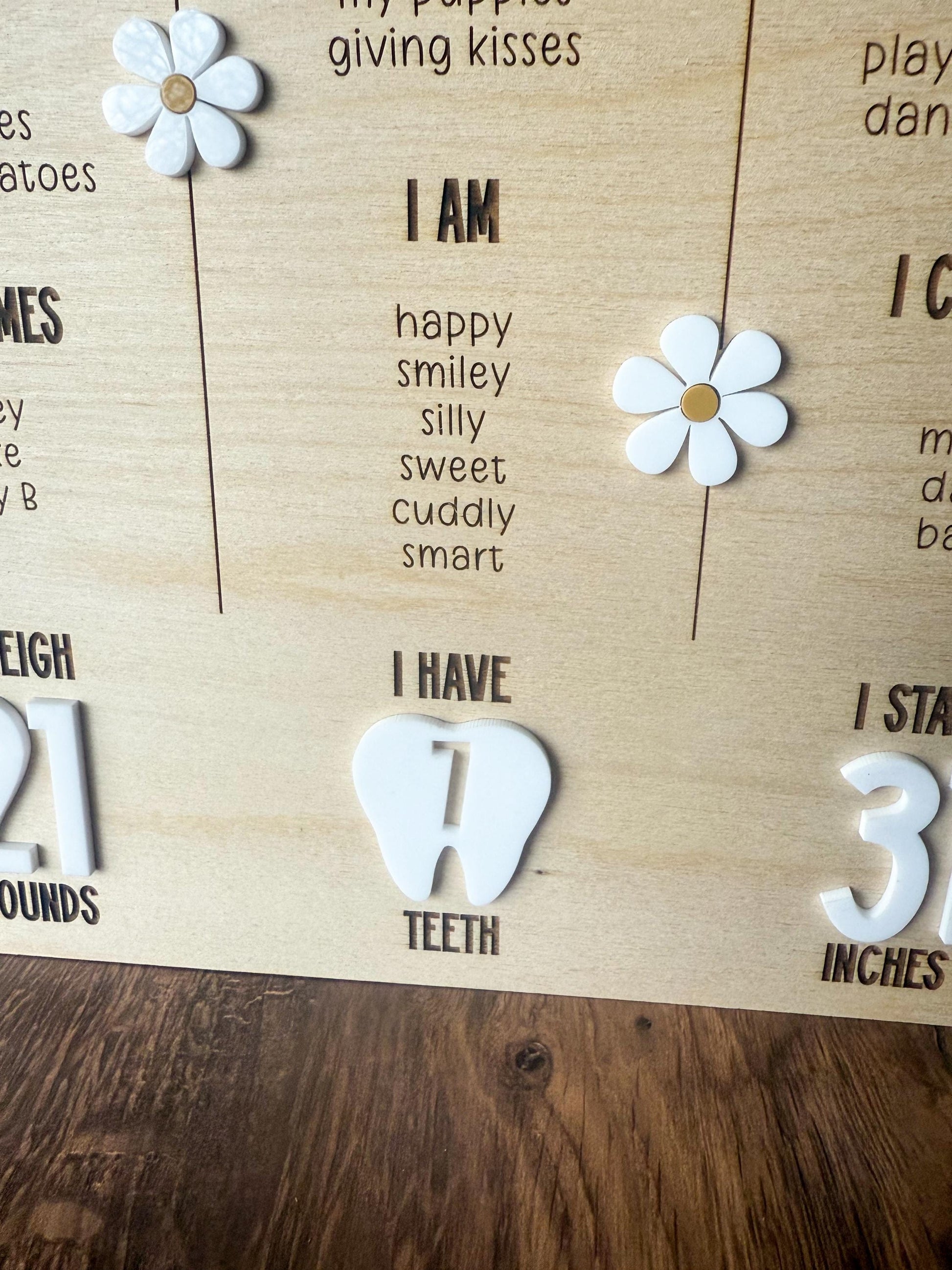 Personalized Floral Milestone Birthday Board | Daisy First Year Birthday Plaque | Baby's First Birthday Party | Arched Birthday Board