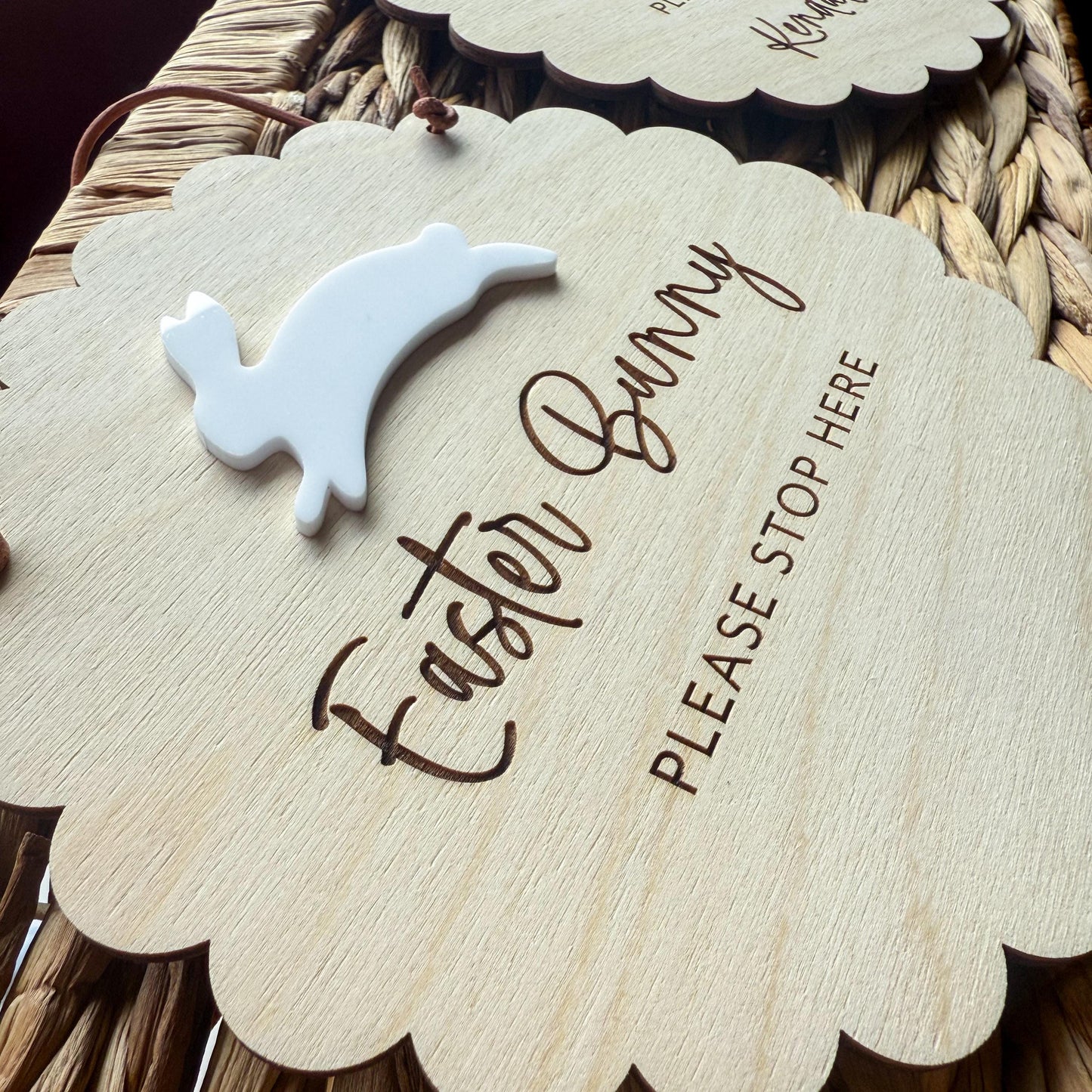 Personalized Easter Bunny Please Stop Here Sign | Please Stop Here Plaque | Easter Sign for Kids | Easter Decor | Easter Egg Hunt