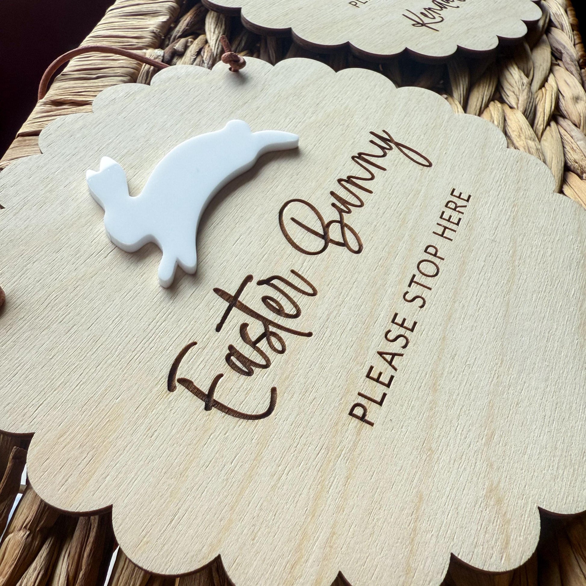 Personalized Easter Bunny Please Stop Here Sign | Please Stop Here Plaque | Easter Sign for Kids | Easter Decor | Easter Egg Hunt