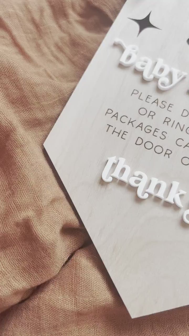 Baby Sleeping Door Hanger | Shhh Baby Sleeping Sign | Baby is Sleeping Wood Sign | Please Don't Ring Door Bell Sign | Baby Shower Gift