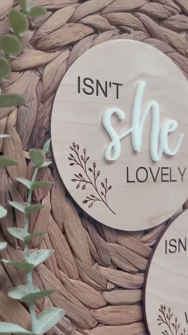 Isn't She Lovely Sign | Isn't He Wonderful Sign | Birth Announcement Sign | Gender Announcement Sign | Gender Reveal Photo Prop | Wood Sign