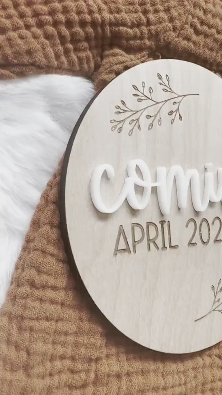 Personalized Pregnancy Announcement Sign | Coming Soon with Due Date Plaque | Expecting Baby Sign | Pregnancy Photo Prop
