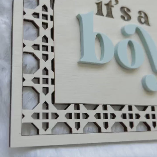 Boho Gender Reveal Sign | Rattan Gender Reveal Sign | Birth Announcement Sign | Gender Reveal Photo Prop | Hospital Photo Prop | Gender Sign