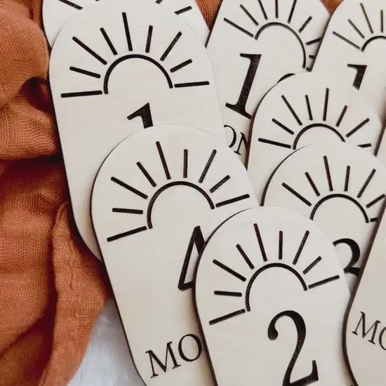 Sunshine Milestone Markers | Oval Wooden Milestones | Baby Monthly Milestones | Milestone Cards | Baby Monthly Photo Props | Boho Nursery