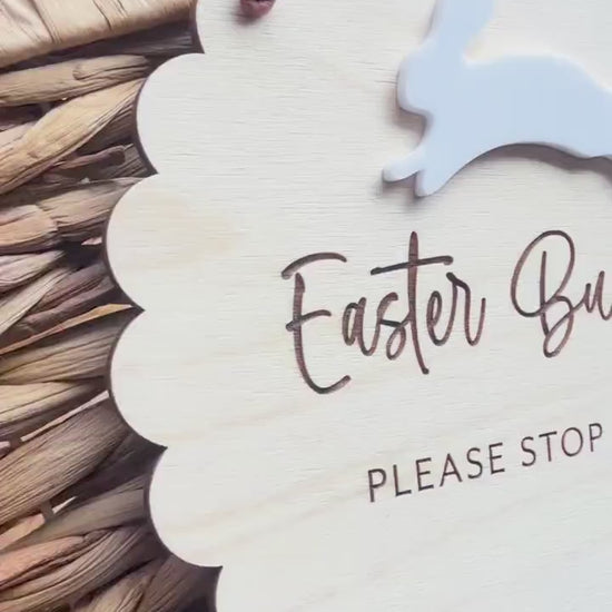 Personalized Easter Bunny Please Stop Here Sign | Please Stop Here Plaque | Easter Sign for Kids | Easter Decor | Easter Egg Hunt