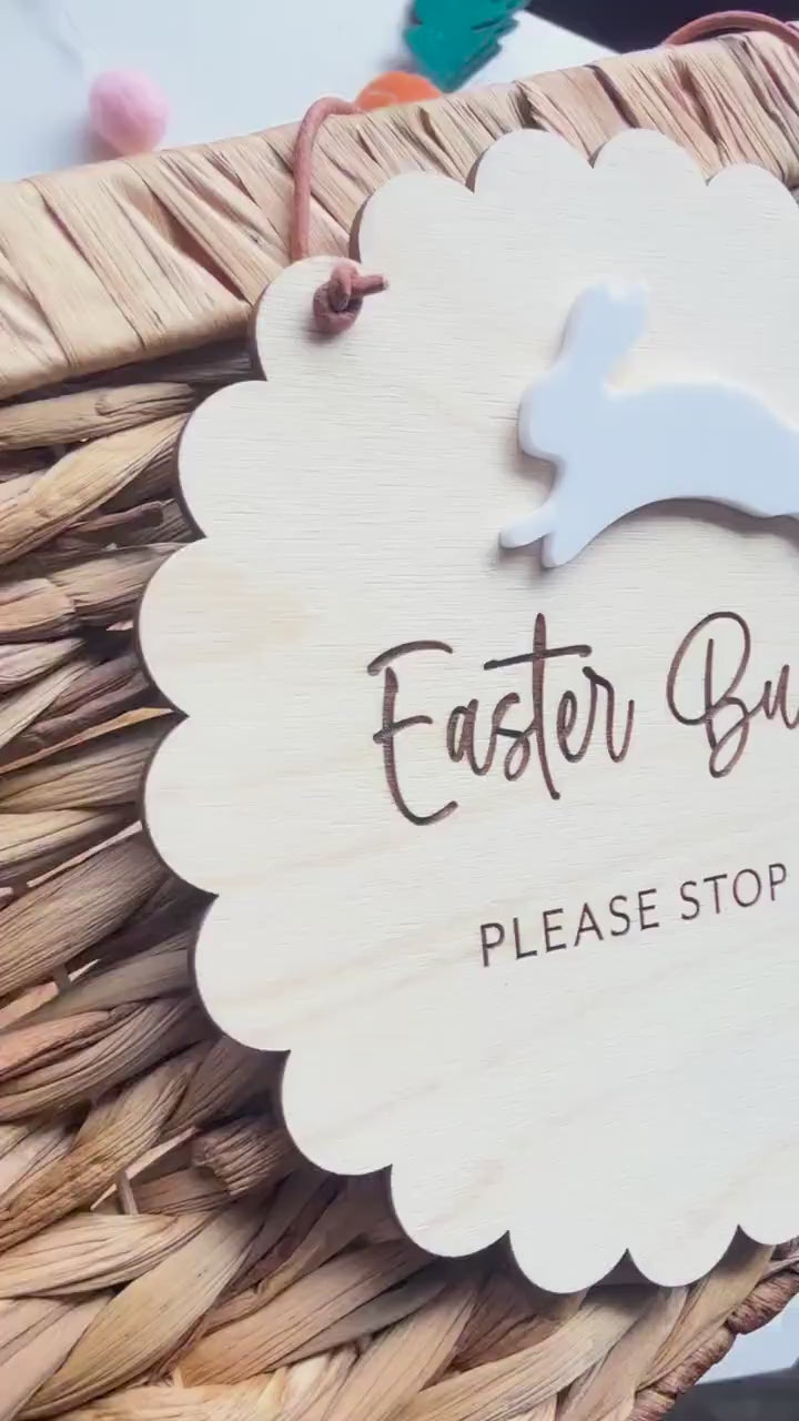 Personalized Easter Bunny Please Stop Here Sign | Please Stop Here Plaque | Easter Sign for Kids | Easter Decor | Easter Egg Hunt