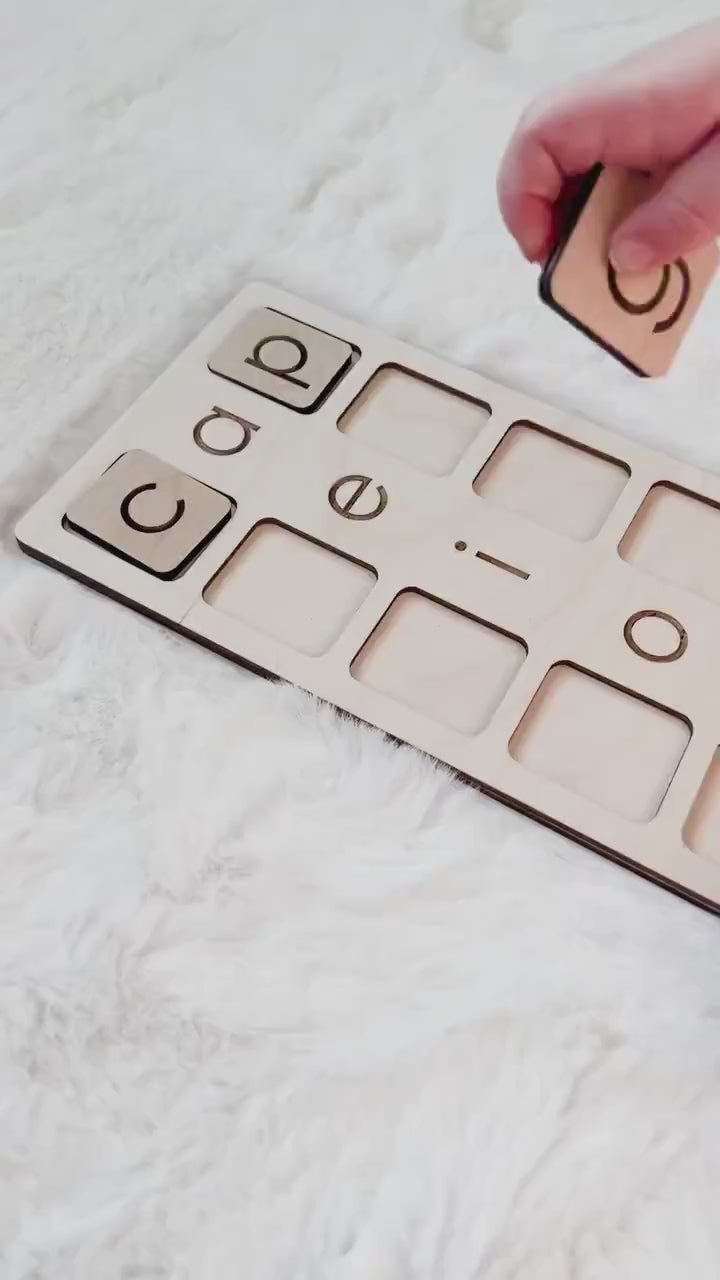 Wooden CVC Board | Wood Word Learning Board | Vowel Board | Kid's Learning Board | Homeschool Learning Board | Montessori Education Board