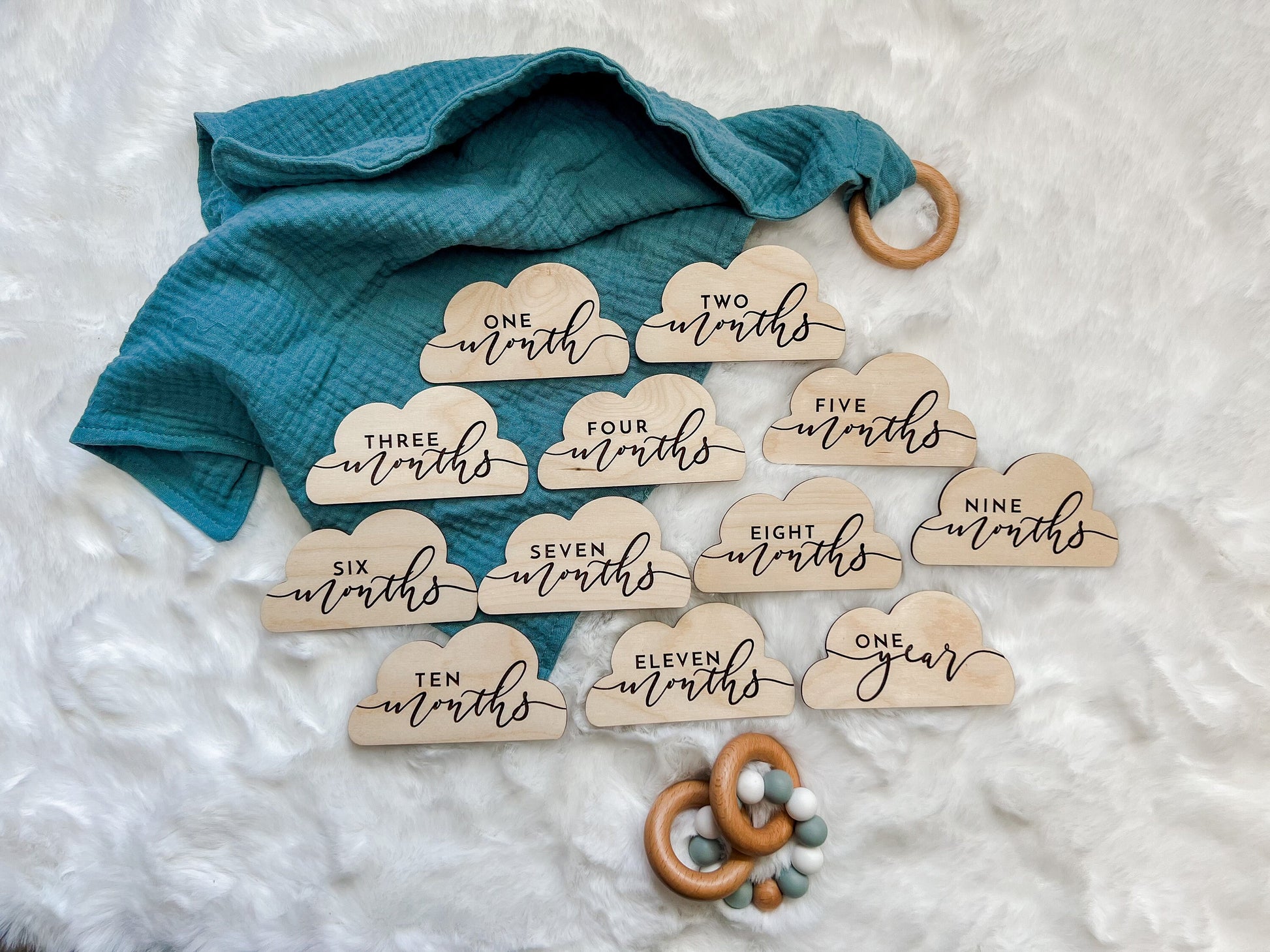Cloud Monthly Milestone Discs | Baby Monthly Milestone Markers | Wooden Baby Milestones | Monthly Baby Photo Prop | Nature Nursery Decor