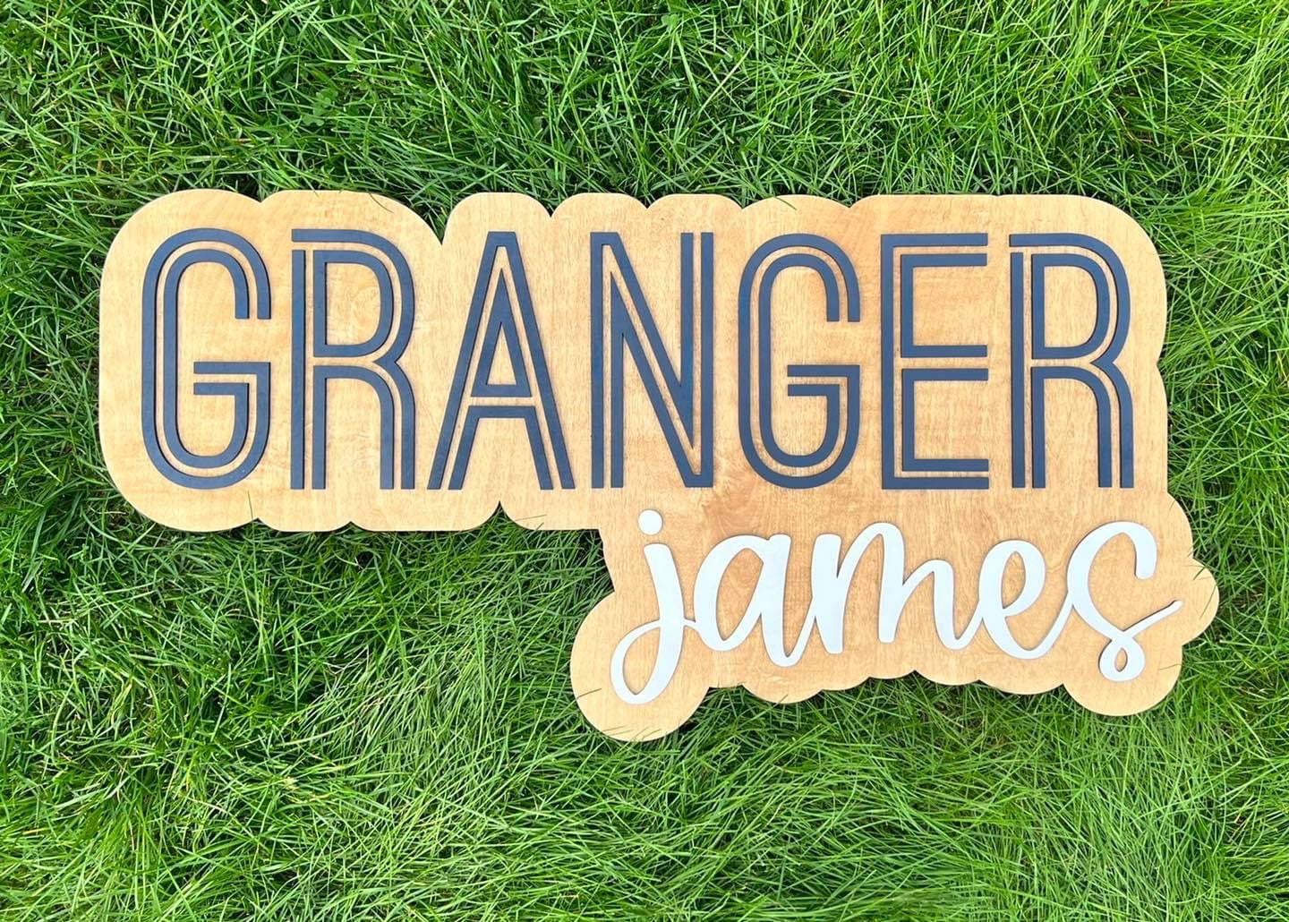 Large Wood Name Sign | Nursery Name Sign | Layered Name Sign | Above Crib Sign | Baby Name Sign | First and Middle Name Sign | 3D Sign
