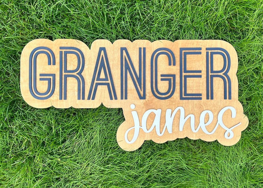 Large Wood Name Sign | Nursery Name Sign | Layered Name Sign | Above Crib Sign | Baby Name Sign | First and Middle Name Sign | 3D Sign
