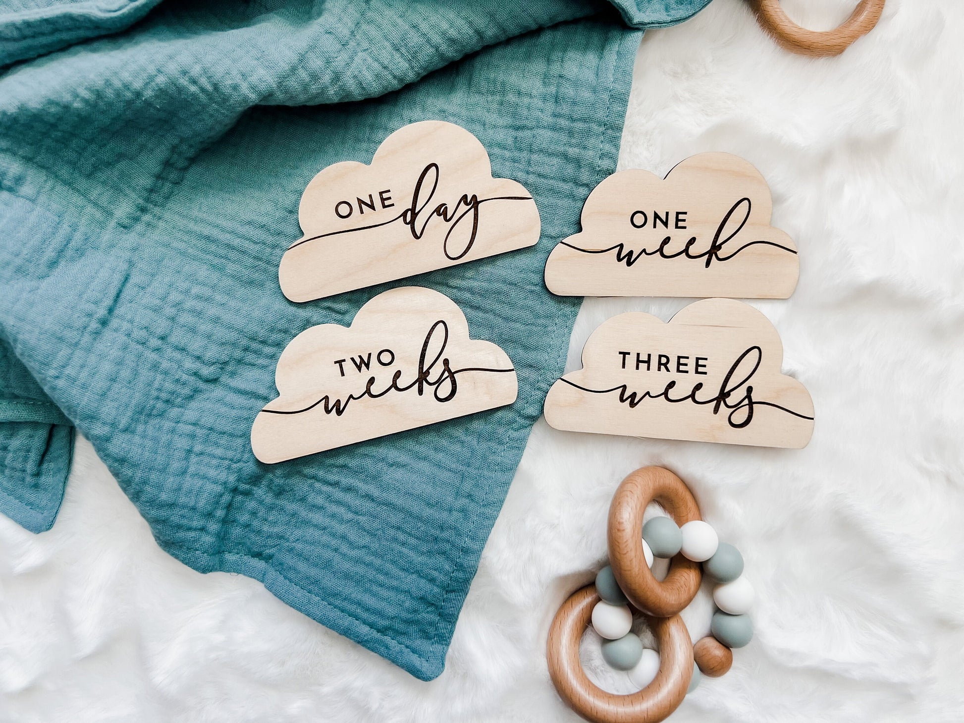 Cloud Monthly Milestone Discs | Baby Monthly Milestone Markers | Wooden Baby Milestones | Monthly Baby Photo Prop | Nature Nursery Decor