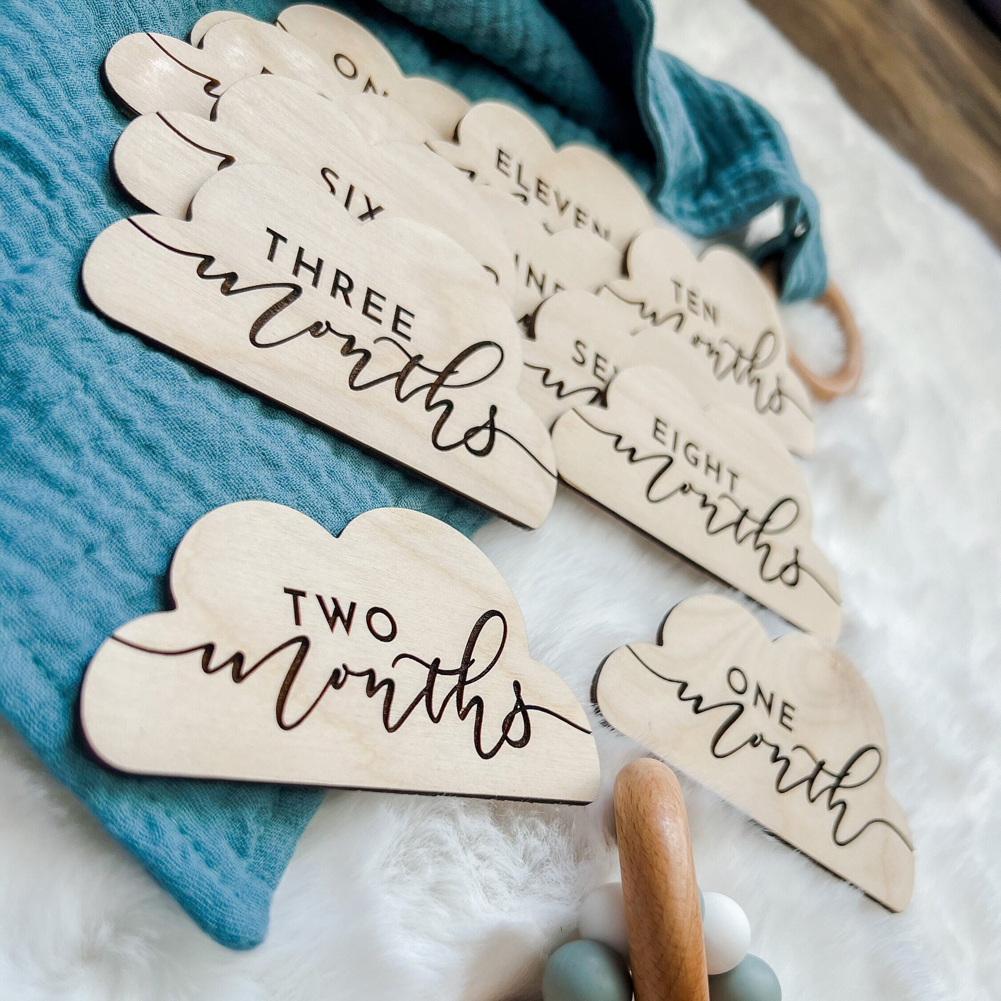 Cloud Monthly Milestone Discs | Baby Monthly Milestone Markers | Wooden Baby Milestones | Monthly Baby Photo Prop | Nature Nursery Decor